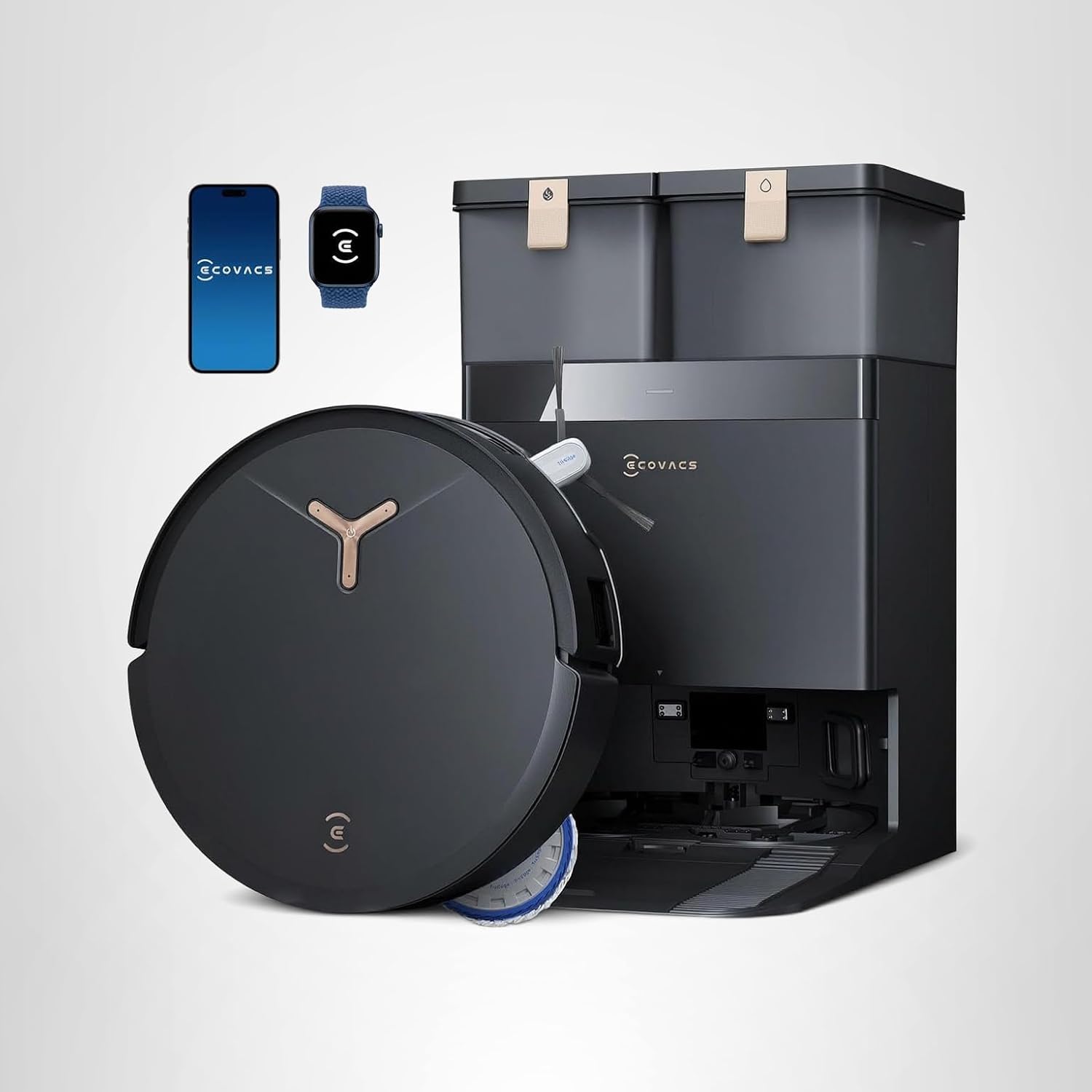 ECOVACS DEEBOT T50 MAX PRO Omni Robot Vacuum and Mop, 18,500Pa Suction, 18mm Auto-Lift, ZeroTangle &TruEdge 2.0, AIVI 3.0 Obstacle Avoidance, Auto Hot Water Mop Wash/Dry/Refill, Self-Emptying