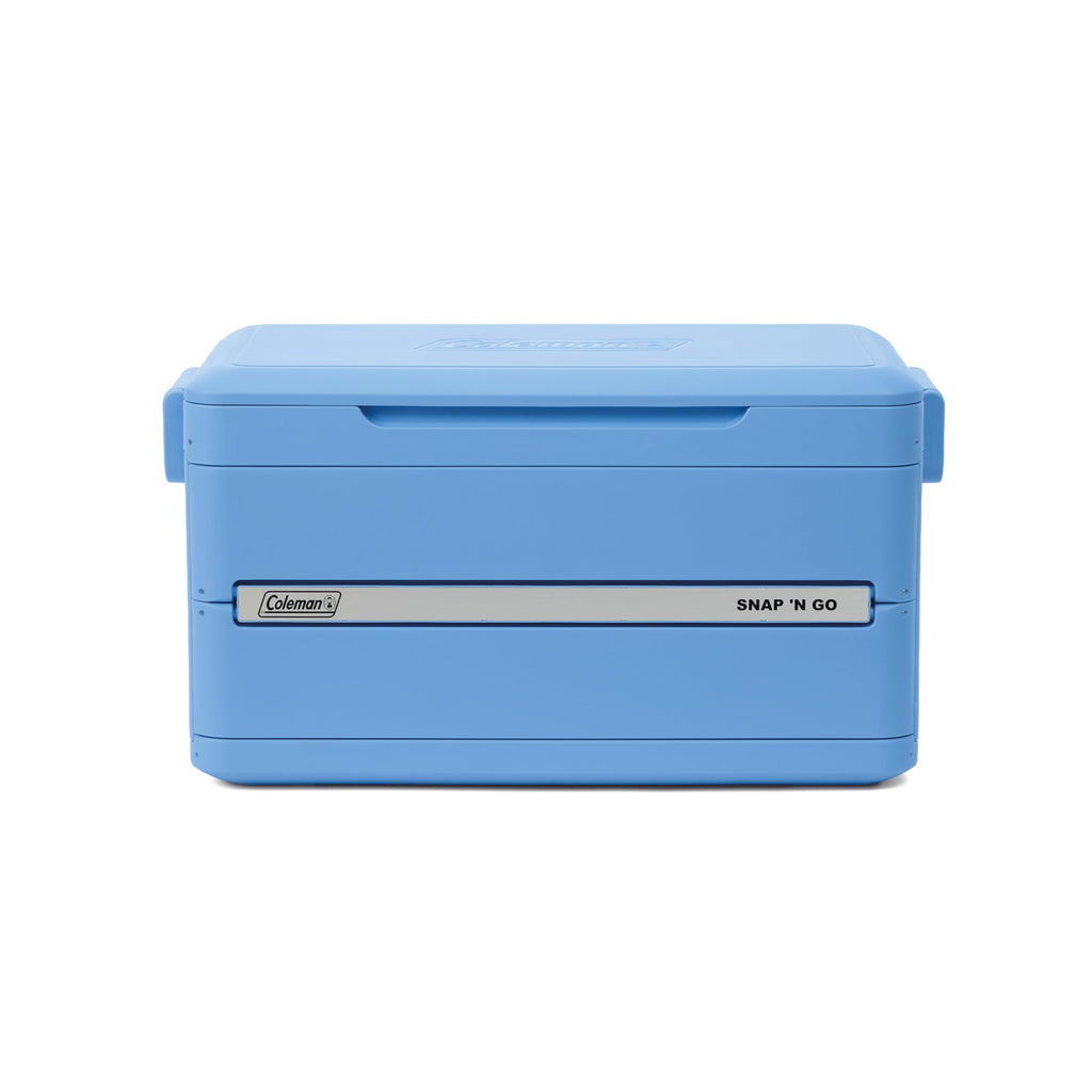 Coleman Snap N Go 45qt Collapsible Hard Cooler, Keeps ice Cold for up to 55 Hours, Holds up to 76 cans, Collapses up to 1/3 its Size, Can Hold up to 200 pounds, Blue Sky