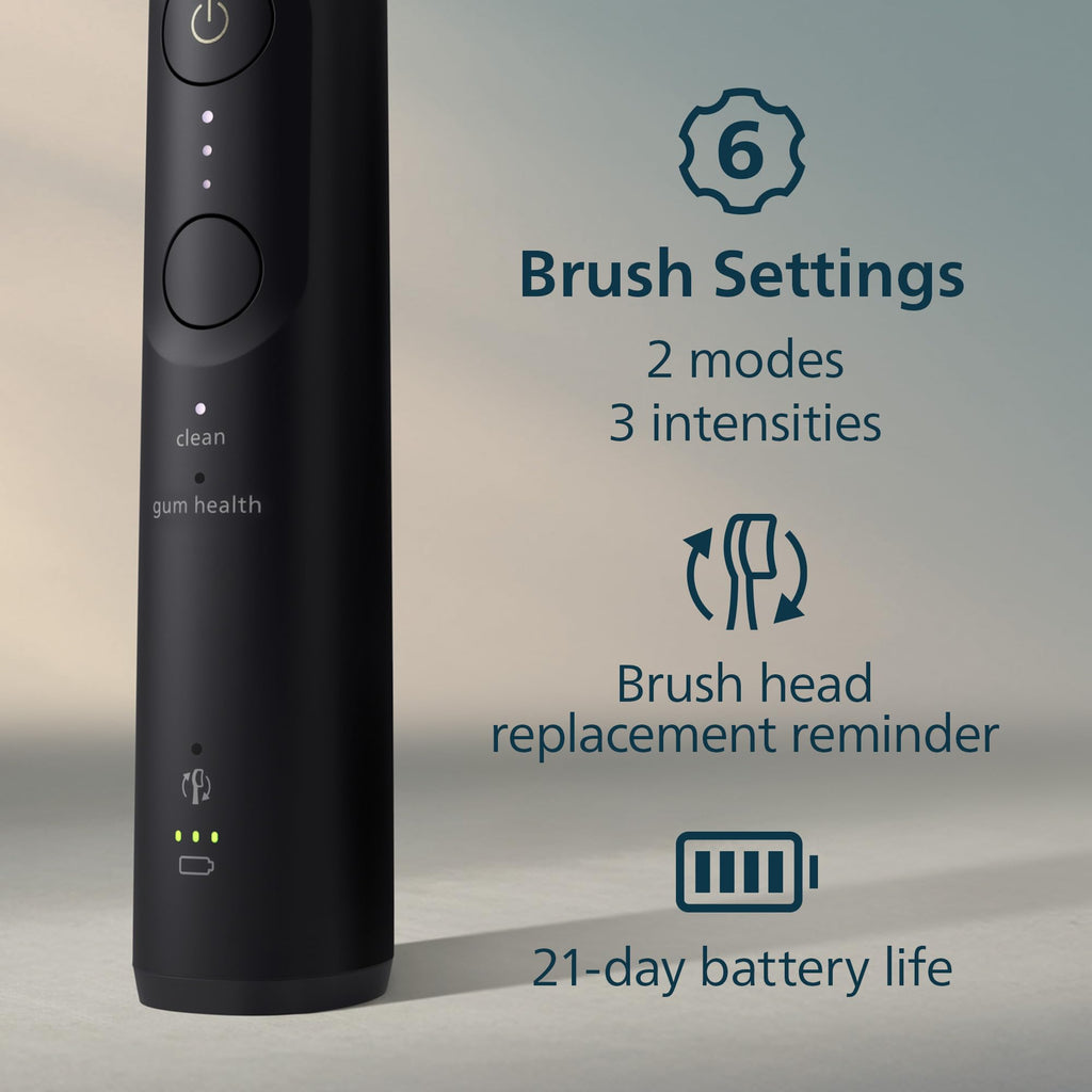Philips Sonicare 5950 Series Electric Toothbrush, with Pressure Sensor, 6 Brushing Settings, SmarTimer, BrushPacer, 21-Day Runtime, Travel Case, Black, HX7131/03