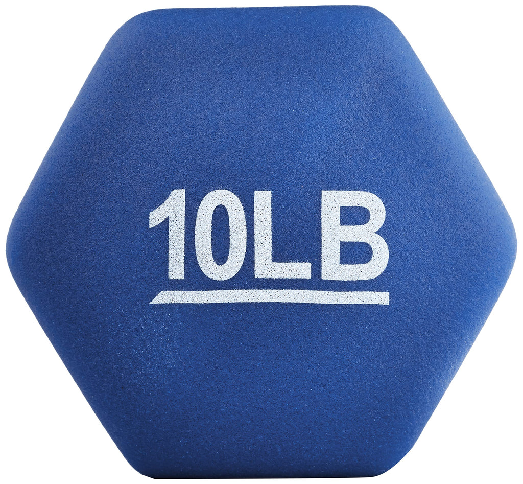 Amazon Basics Neoprene Dumbbell Hand Weights for Workout and Strength Training, Hexagon Shape, 10 Pound, Pair, Navy Blue